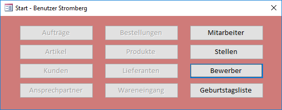 Start-Formular der Personalabteilung